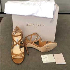 Tan jimmy choo strappy heels